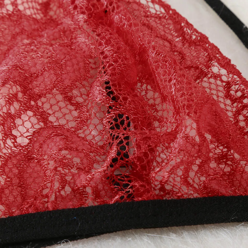 Women's Lace Hollow Openwork Sous Vetement Femme Sexy Ensemble Lenceria Mujer Perspective Underwear Transparent Bra 2 Piece Set | Женская