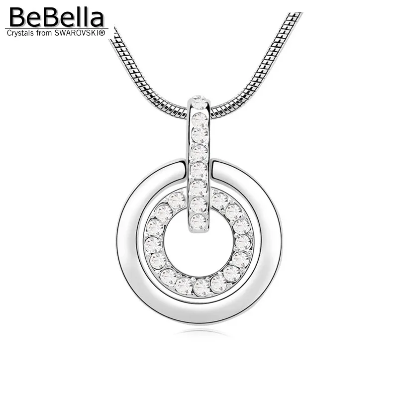 BeBella 681251 ожерелье с кулоном в виде двух колец сделанное из чешского хрусталя для