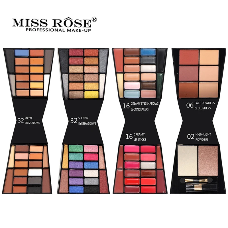 MISS ROSE Makeup Artist Professional Make Up Set Palette 4 Layers Shimmer Matte Eyeshadow Highlighter Blush Kit | Красота и здоровье