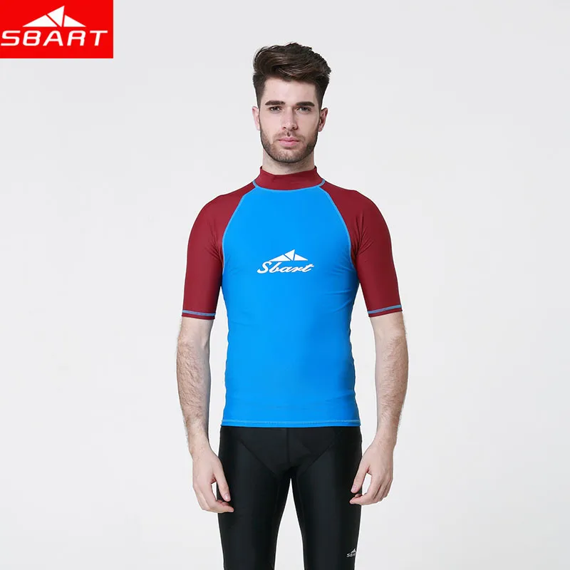 SBART мужские Лайкровые костюмы для серфинга куртка с коротким рукавом и защитой от