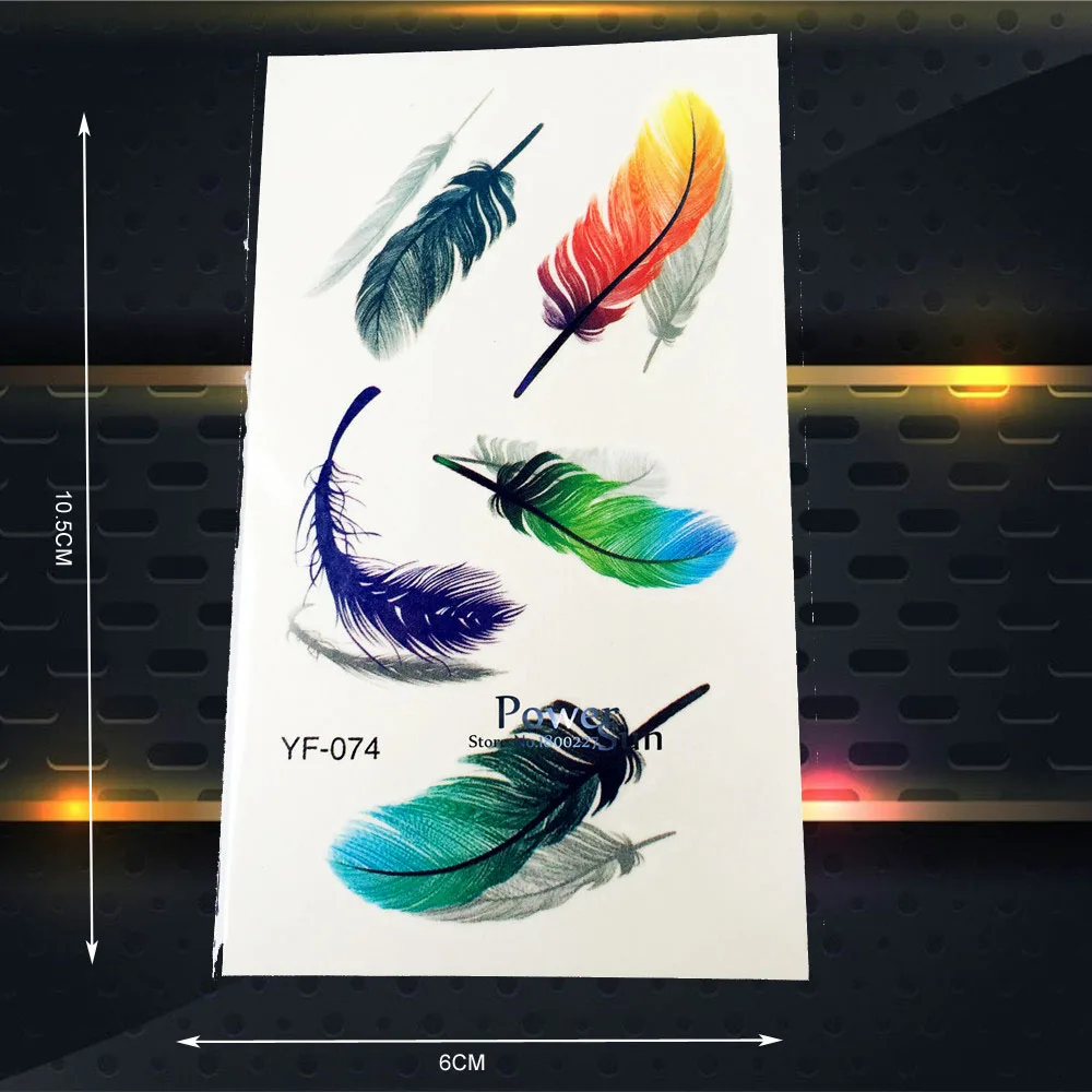 3D Красочные перьевые водонепроницаемые переводные тату наклейки для женщин