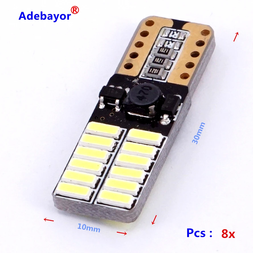 16 X T10 светодиодных фар для авто лампа автомобиля из CANBUS w5w 4014 24smd 8W 6000K Светильник
