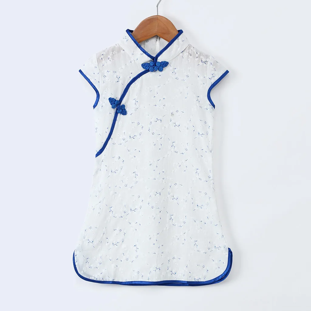 SAGACE Cheongsam Qipao Kids Girl Dress Summer Elegant Chinese Style Floral Print Sleeveless | Детская одежда и обувь