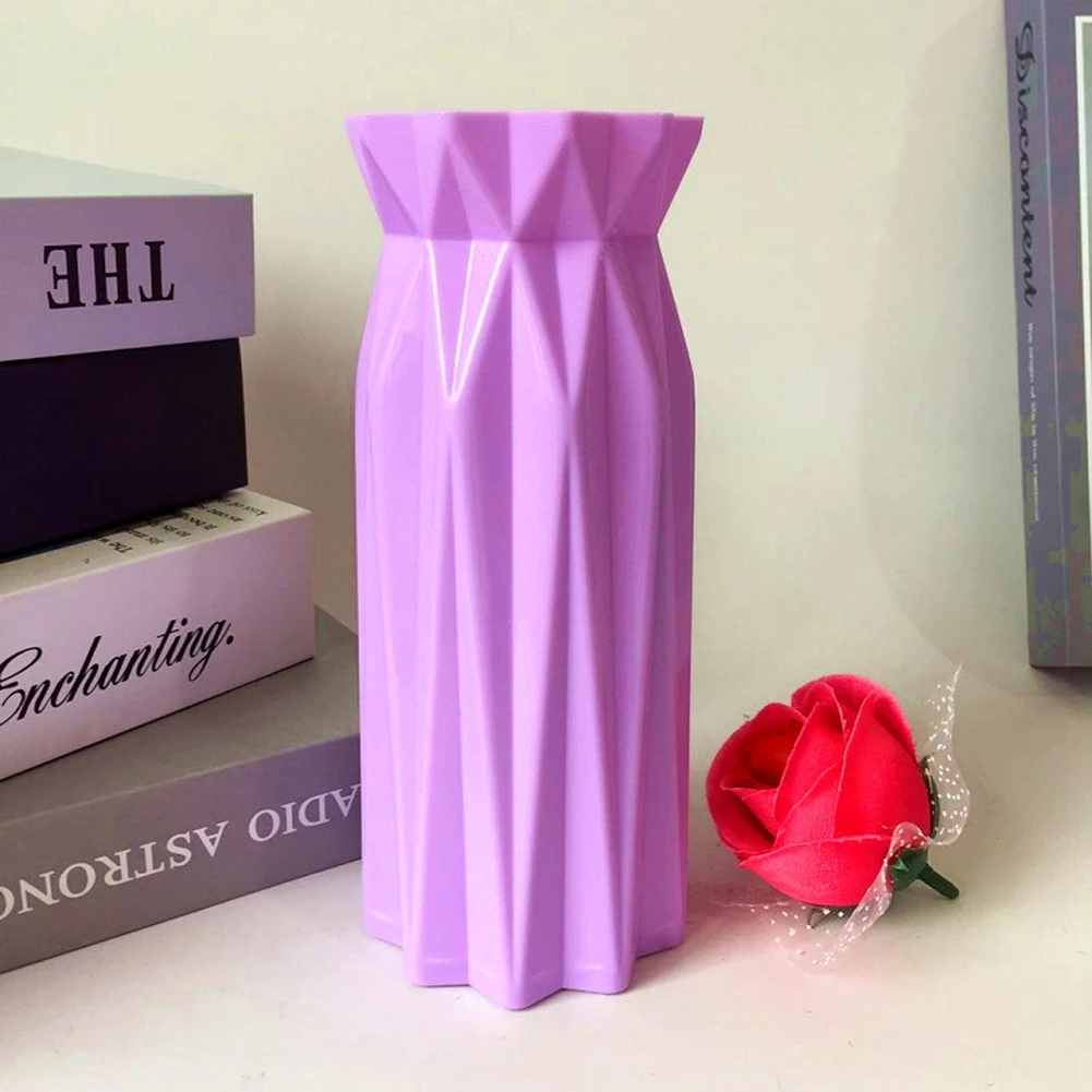 Light Purple Пластиковая ваза скандинавские геометрические вазы оригами для цветов вазы для дома компоновка растений горшок ваза для украшения интерьера ваза для цветов - Color: Light Purple