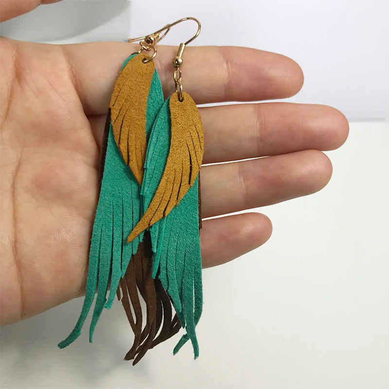 M& G Angel Wing серьги с кисточками из натуральной козьей кожи для женщин три слоя массивные модные серьги с подвесками ювелирные изделия аксессуары