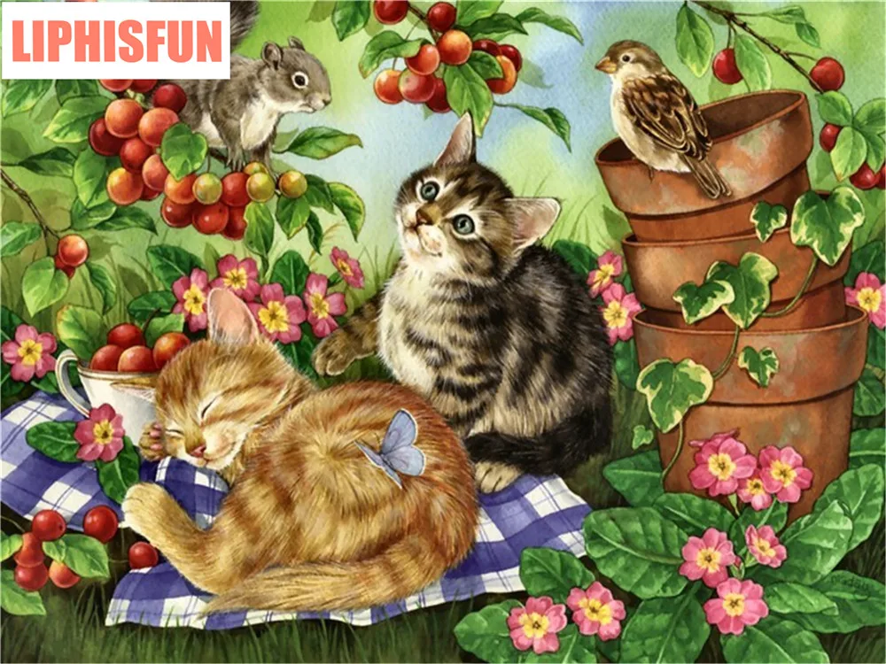 LIPHISFUN 5D полный Просверленный Diy Алмазная картина мозаика ручной работы животное