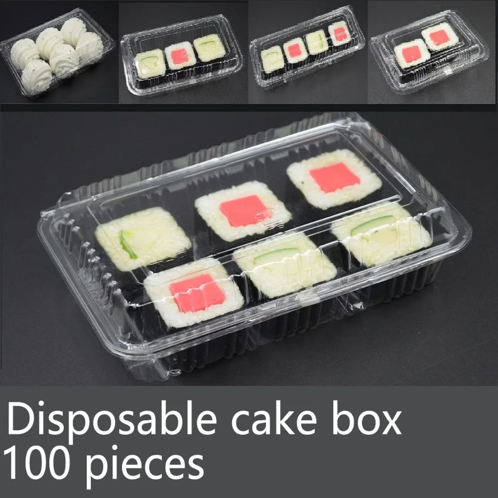 100 шт. одноразовая прозрачная коробка для суши тортов упаковочная | Дом и сад