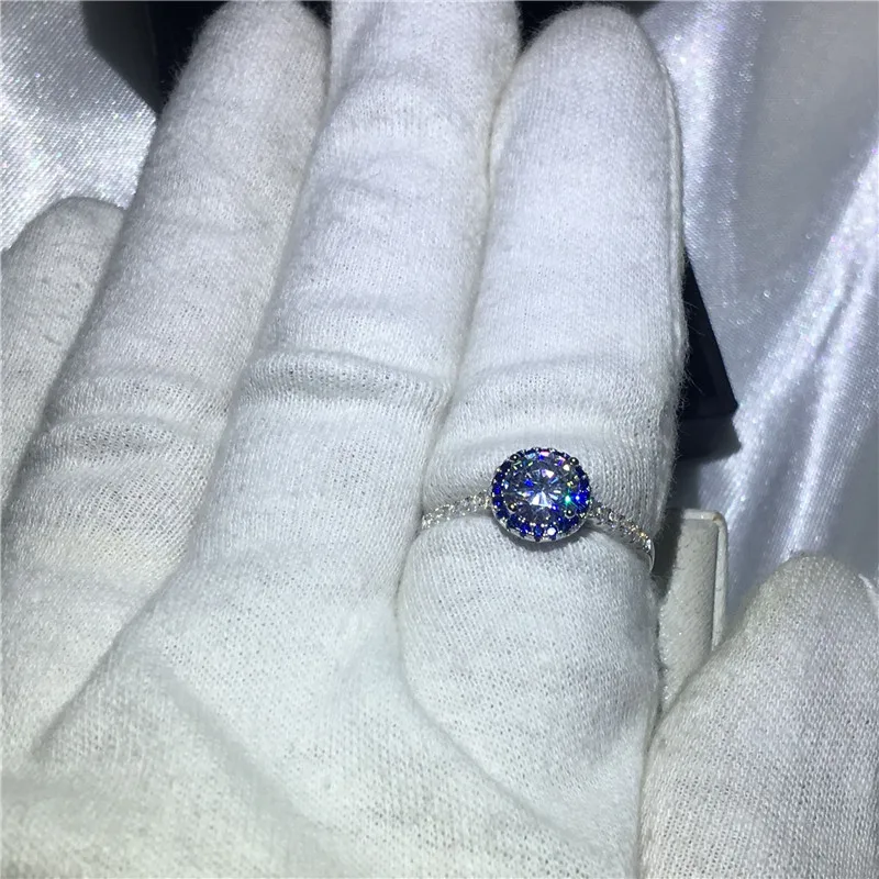 Кольцо из серебра 100% пробы с цирконом 1ct AAAAA|Кольца| |