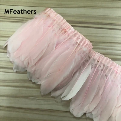 pale pink Небесно-Голубое украшение из гусиных перьев(цена за 10 ярдов) гуси украшение из гусиных перьев полоски boas для Шали Обертывания ткани шнурки пояса ремесла - Цвет: pale pink
