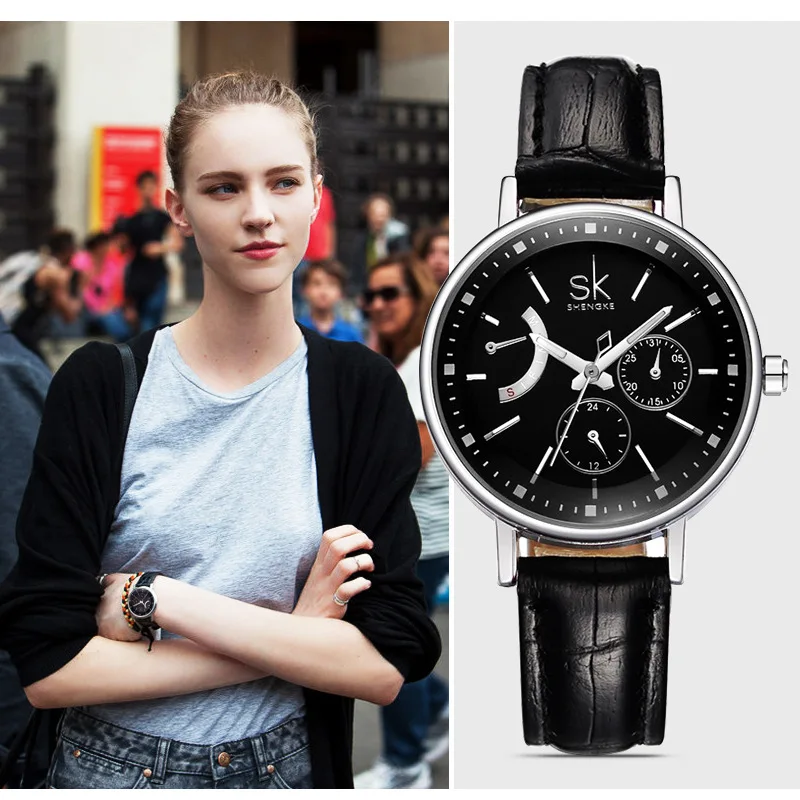 

Shengke Brand 2018 New Fashion Women's Watches 4 Color Leather Watchband Wristwatches Dress Quartz Ladies Relogio Feminino