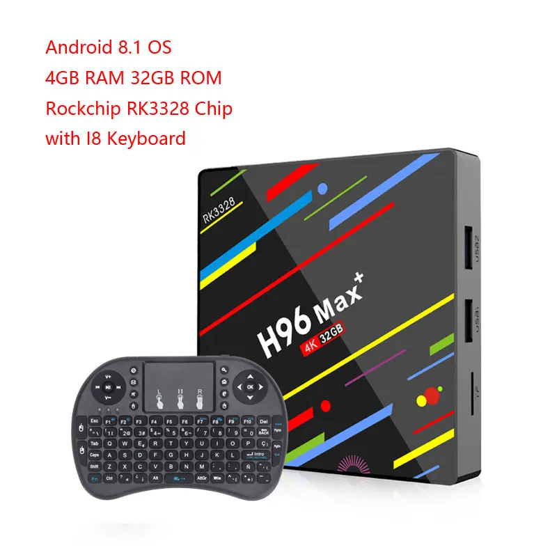 H96 MAX Plus Смарт ТВ приставка Android 8,1 ТВ приставка 4 Гб ОЗУ 32 Гб ПЗУ Rockchip RK3328 1080 p 4 k H.265 USB3.0 IP ТВ приставка - Color: 4GB 32GB TV BOX I8