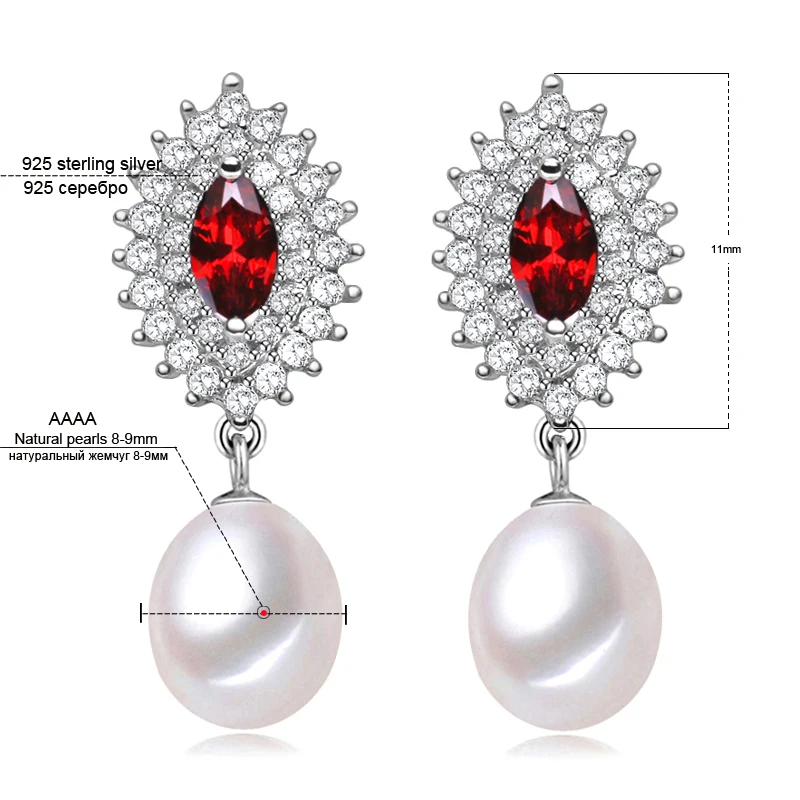 Fashion Natural Freshwater Pearl Stud Earring 925 Sterling Silver Jewelry high quality pearl jewelry for mother birthday gift | Украшения и