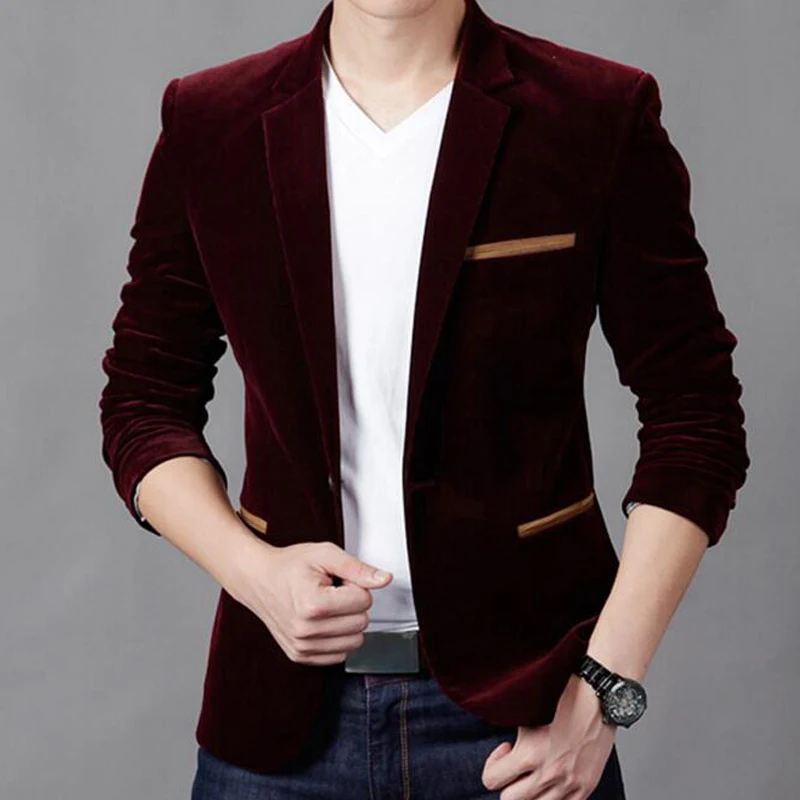 Новый осенний мужской блейзер модный бренд высокое качество вельветовый