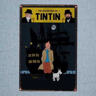 DU1083 Tintin мультфильм кино жестяная вывеска металлическая пластина железная живопись детская комната настенный бар домашнее искусство Ремесло Декор 30X20 см DU-1078 - Цвет: DU1083