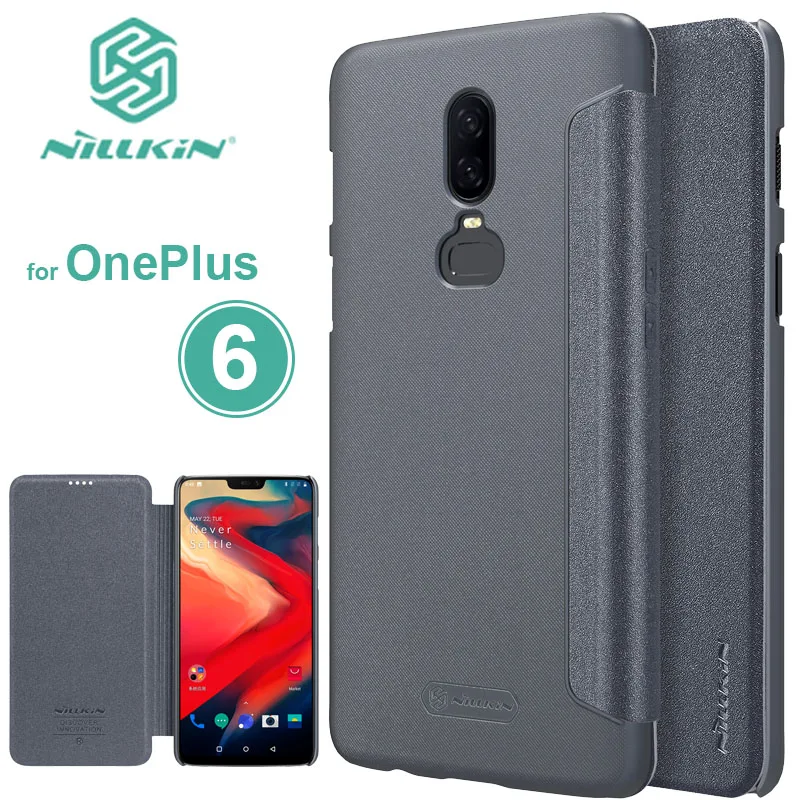Для Oneplus 6 Чехол NILLKIN Sparkle Luxury Oneplus6 Флип кожаный чехол 1 + матовый черный задняя
