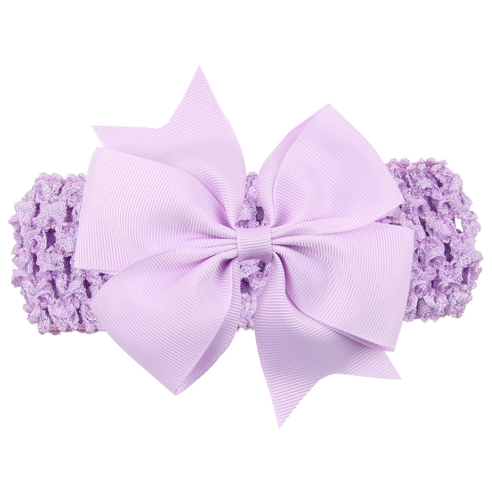

2016 New girl flowers headband newborn dot rib bow Crochet knit headband Children's flower girls hair accessories 10Pcs/lot