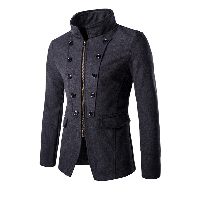 Шерстяной Пиджак Мужской Военная Гороха Пальто Зимнее Двубортный Британский