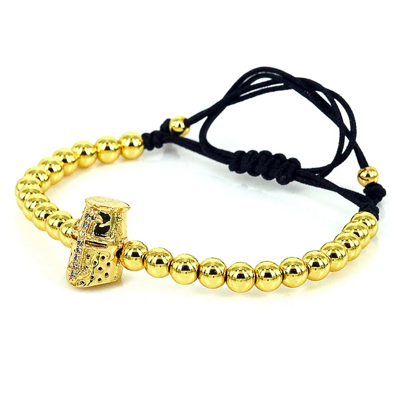 Anil Arjandas Мужские браслеты 24K Золото Микро Пейв CZ Бусины Оберег Спартанский Шлем для Женщин Пульсерас Мужер он.