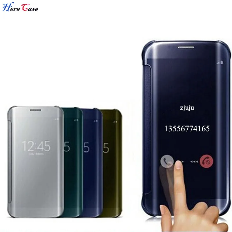 Clear View Смарт флип чехол для samsung Galaxy S7 край гальванических Зеркало PU кожаный Edge