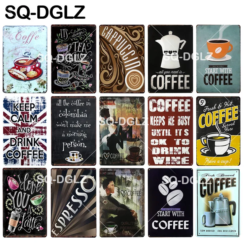 [SQ DGLZ] надпись Keep Calm And Drink Coffee жестяной знак Настенный декор для капучино эспрессо