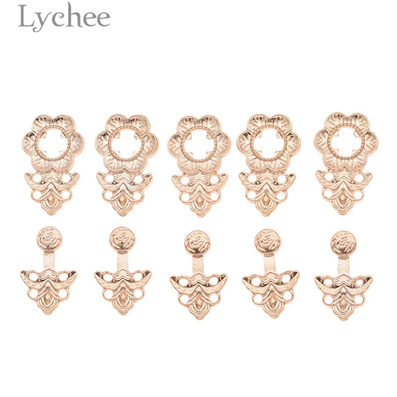 Lychee 5 шт. Стразы Hebillas сплав пуговицы Винтаж Полые Кнопки DIY Швейные материалы для одежды