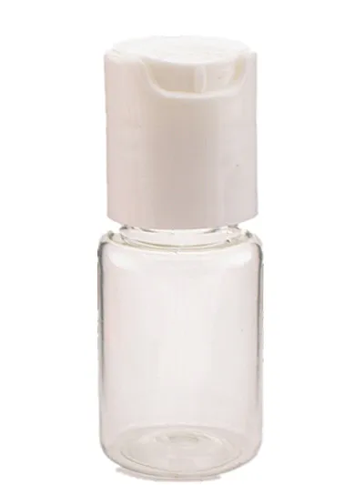 10ml round empty clear/white/blue pet plastic bottle with transparent/white disc-top cap X 10 | Красота и здоровье