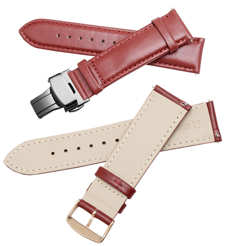 PEIYI ремешок для часов из натуральной кожи Сменный ремень нержавеющей стали с