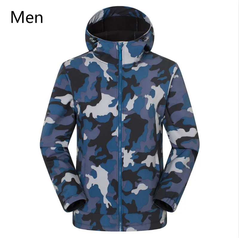 Autumn winter hiking jacket pant shark skin soft shell camouflage assault clothes fleece warm trekking camping coat | Спорт и