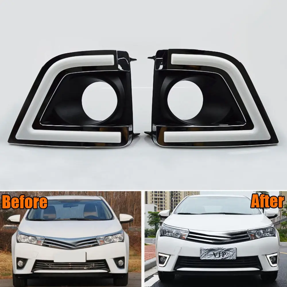 Для Corolla 2013 2014 2015 1 пара ABS белые светодиодсветодиодный дневные ходовые огни DRL