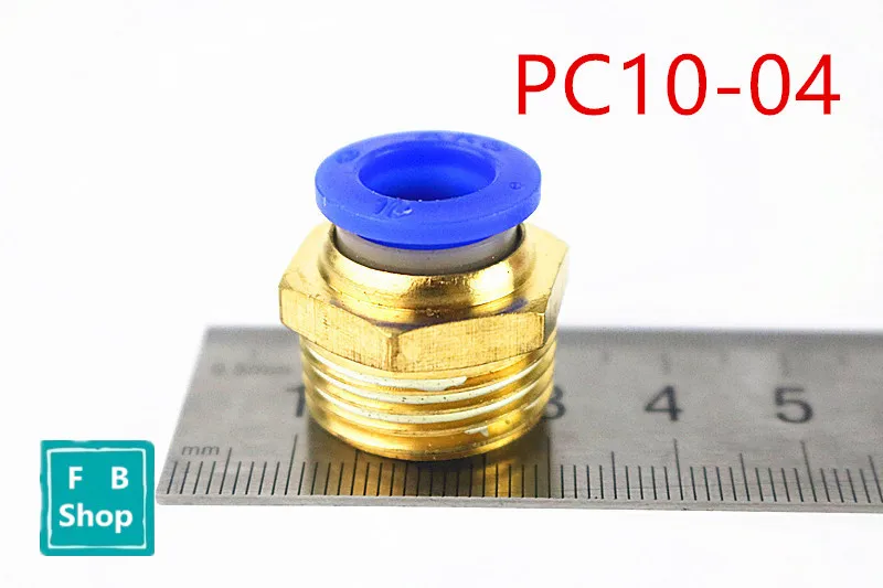 

2PCS PC10-04 10mm OD Tube to 1/2"BSPT male thread(OD:20.5mm) Pneumatic Straight Quick Coupling Brass Fittings