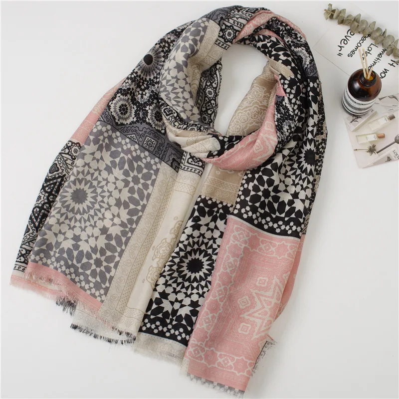 Новинка 2019 женский модный осенний шарф из вискозы с геометрическим узором шали