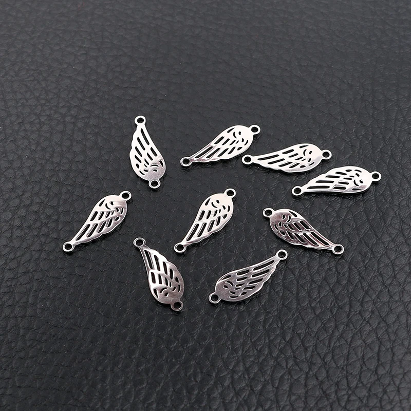 10 шт./лот из нержавеющей стали FeatherCharm разъем для браслета ожерелье Полые Подвески Diy Изготовление ювелирных изделий много оптом