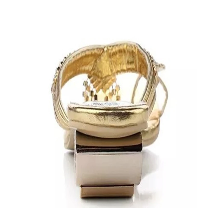 Шлепанцы на толстом каблуке в Корейском стиле шлепанцы сандалии с кристаллами