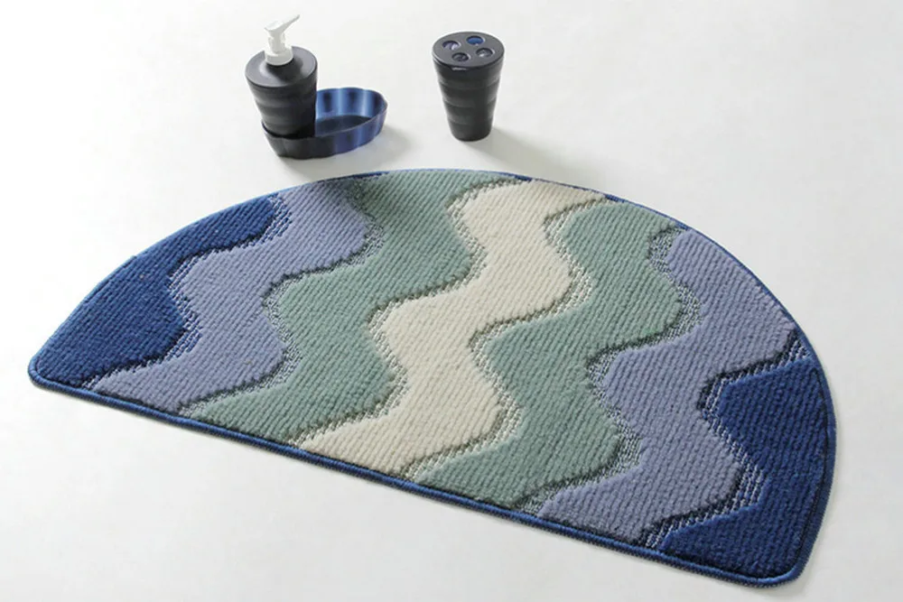 NiceRug прочные полукруглые Нескользящие водопоглощающие синие полосатые