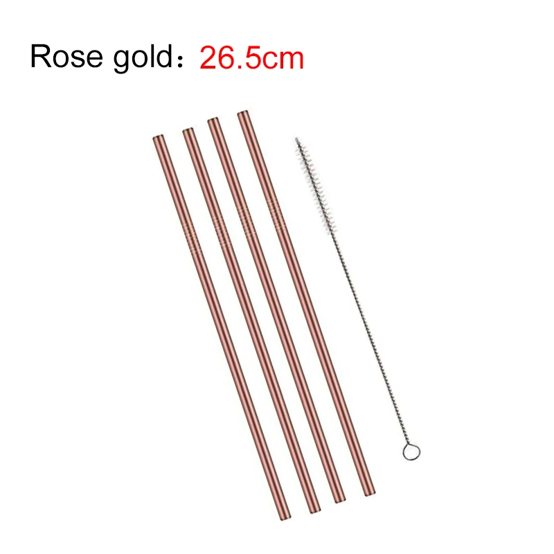 26.5Rose Gold-A4 EIMAI 4 шт красочные 304 соломинки из нержавеющей стали многоразовые, для питья соломы высокого качества изогнутая металлическая соломинка с чистящей щеткой A01 - Цвет: 26.5Rose Gold-A4