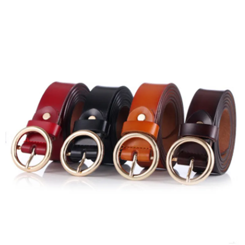 

Leather Belts For Women Fashion Genuine Belts For Jeans Women Top Quality Brown Black Belt Round buckle Women