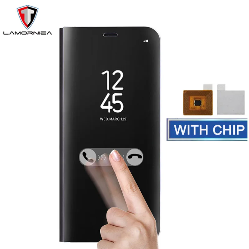Оригинальный сенсорный Чехол книжка с умным чипом для Samsung Galaxy S8 Plus S7 S6 Edge S9 Note 8 5
