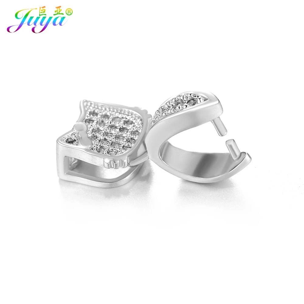 White Gold Juya DIY серьги, основные ювелирные изделия, ручная работа, зажим для байки, бусина с зажимом, колпачки, аксессуары для женщин, кристалл, агат, изготовление ювелирных изделий - Цвет: White Gold
