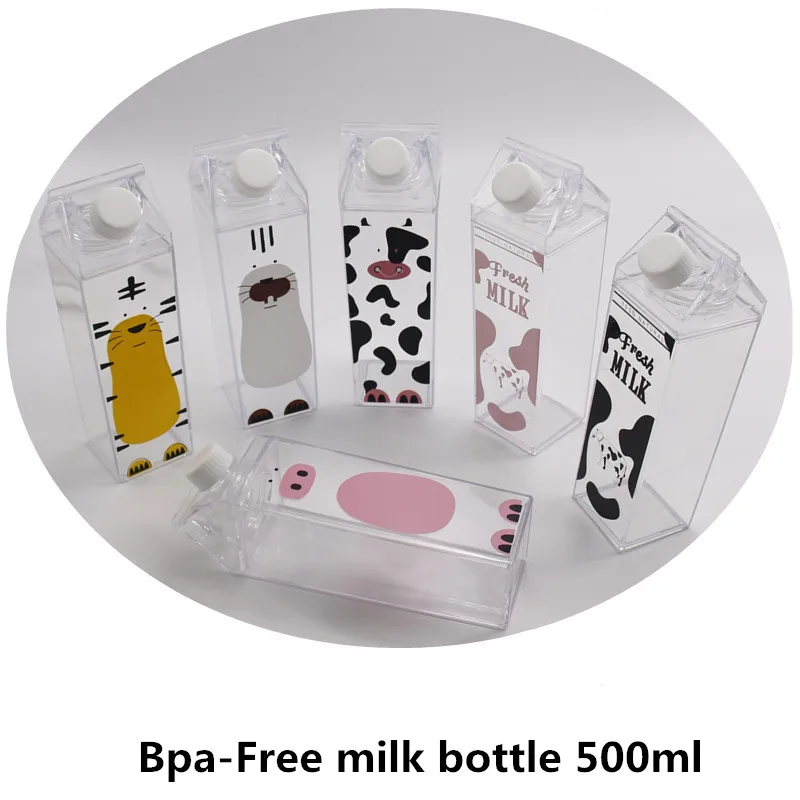 Quadrato 500ml di plastica creativa My Water PIG bottiglie tè TIGER bollitore sport succo all'aperto latte di mucca bottiglia di cartone animato