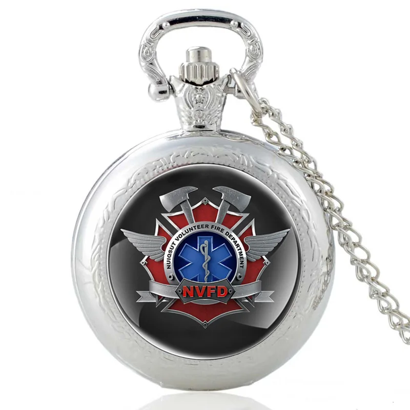 

Модные серебряные часы Nuiqsut волонтерская пожарная часть кварцевые карманные часы Винтаж для мужчин женщин NVFD Бронзовый кулон ожерелье Пода...
