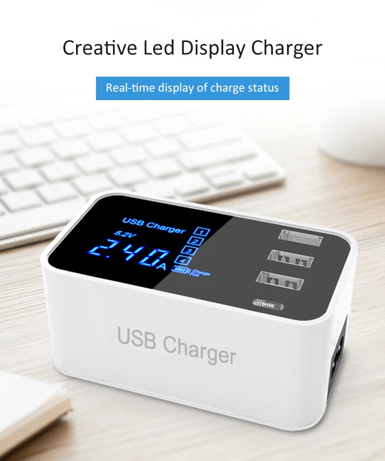 Сетевое зарядное устройство с 4 портами USB Type C и светодиодным дисплеем|Зарядные
