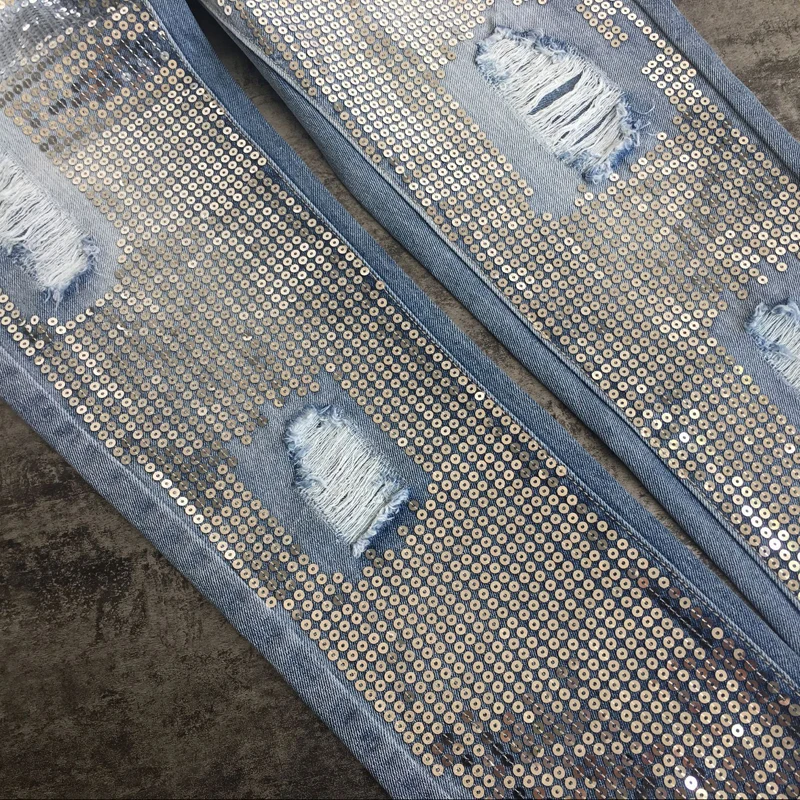 Женщины Witsources свободные модные джинсы с блестками вышивкой рваные повседневные