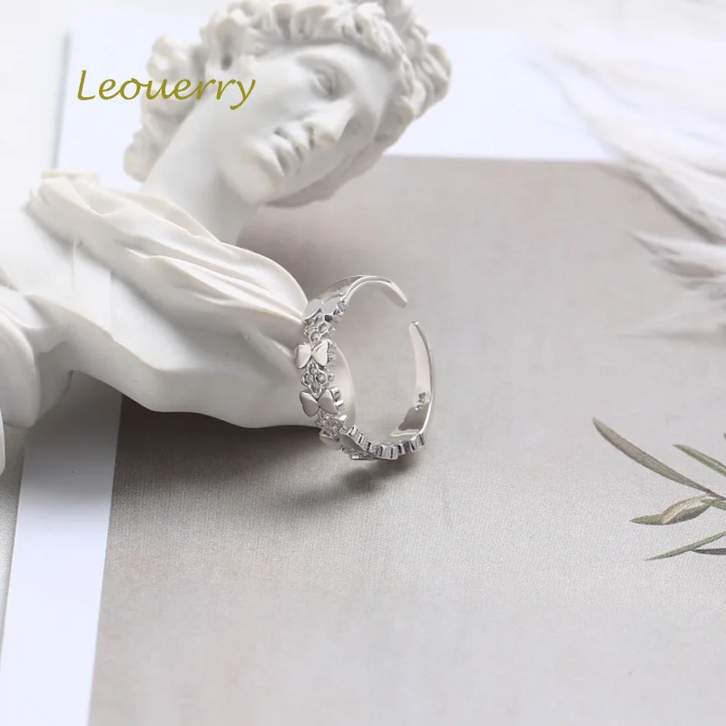 Leouerry кольцо из стерлингового серебра 925 пробы с четырехлистным клевером