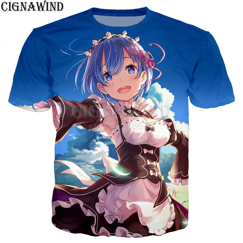 Новинка harajuku аниме Re Zero Rem Футболка Мужская/Женская печать 3D Забавные футболки