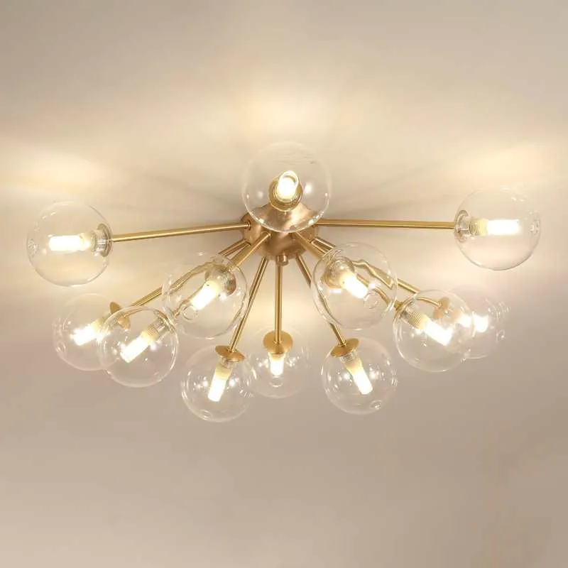

Creative Clear Glass Ball Ceiling Light Art Decor 9 12 Heads Ceiling Lamp For Living Room Kitchen Corridor Home Lighting CA013