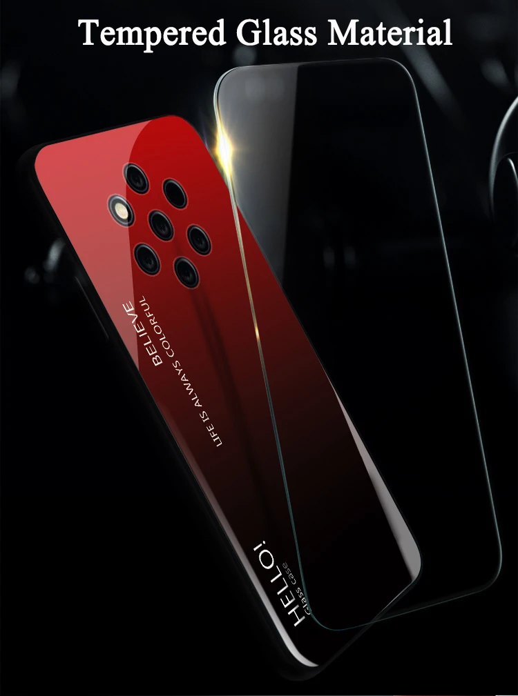 Чехол Haissky для Nokia 9 Pure View, Роскошные Цветные градиентные чехлы с закаленным стеклом для Nokia 9 PureView, радужная задняя крышка, оболочка