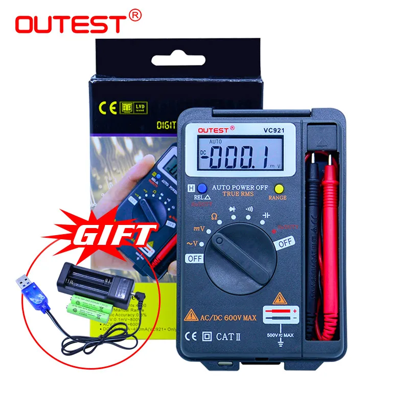 OUTEST 3 3/4 Multitester VC921 3999 DMM против ВИКТОР vc921 мини интегрированный портативный карманный цифровой мультиметр - Цвет: VC921-Battery