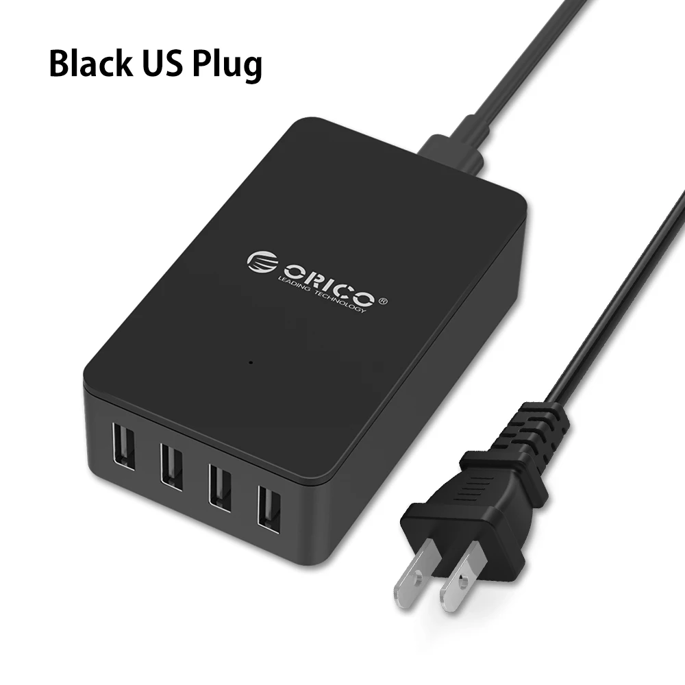 ORICO 4 Порты и разъёмы USB Зарядное устройство Адаптер 5В 2.4A 15 Вт быстрой зарядки для iPhone samsung Xiaomi - Тип штекера: Black US