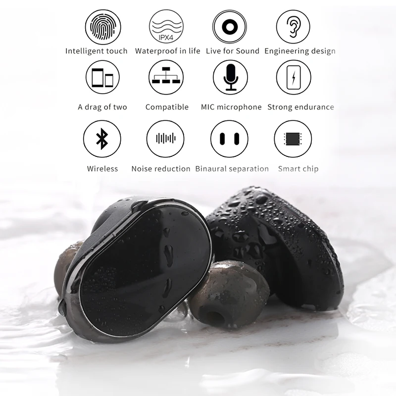 TWS Wireless Headsets Bluetooth 5.0 Earphones Stereo In-Ear Earphones with Charging Box Handsfree Gaming Sports Earbuds