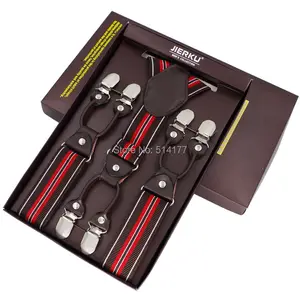 Подтяжки мужские кожаные, 6 зажимов подтяжек, регулируемый ремень, 7 цветов, 3,5*115 см